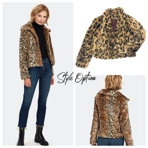 Vintage Faux Cheetah Fur Crop Jacket S/M